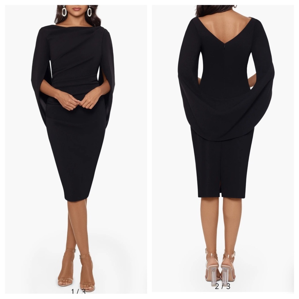 NWT! Betsy & Adam Cape Sleeve Crepe Sheath Dress